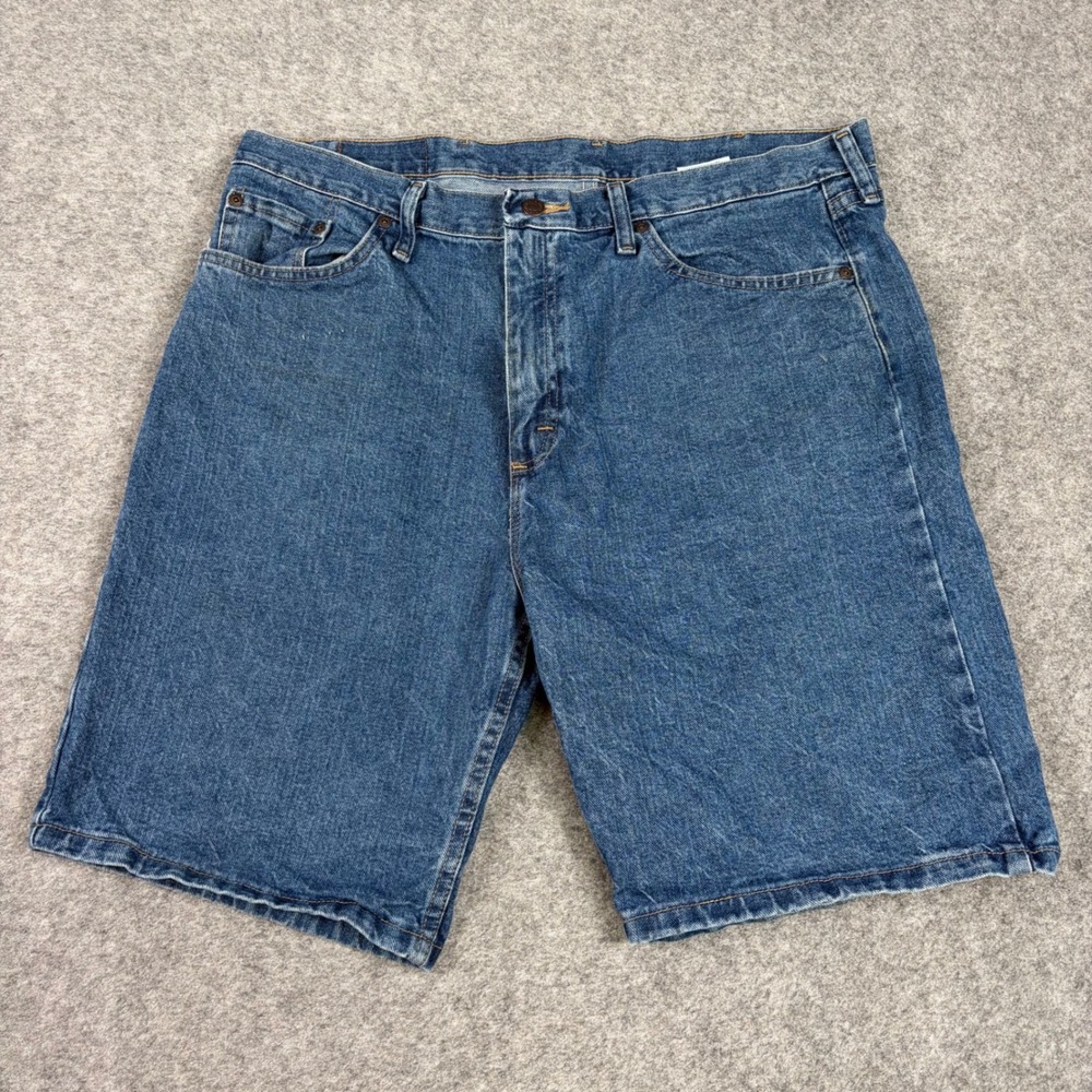 Wrangler Relaxed Fit Denim Shorts Mens‎ 36 Blue Solid Utility Workwear Casual